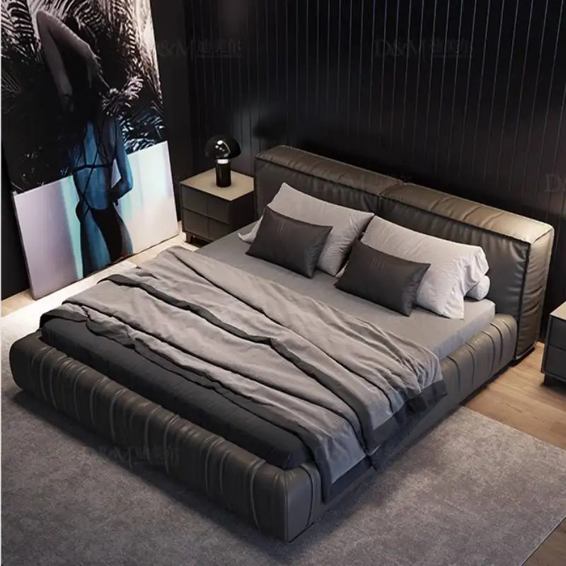 

Storage Black Double Bed Luxury Design Modern Pliable Double Bed Wooden Decoration Base Cama Matrimonial Furniture For Home