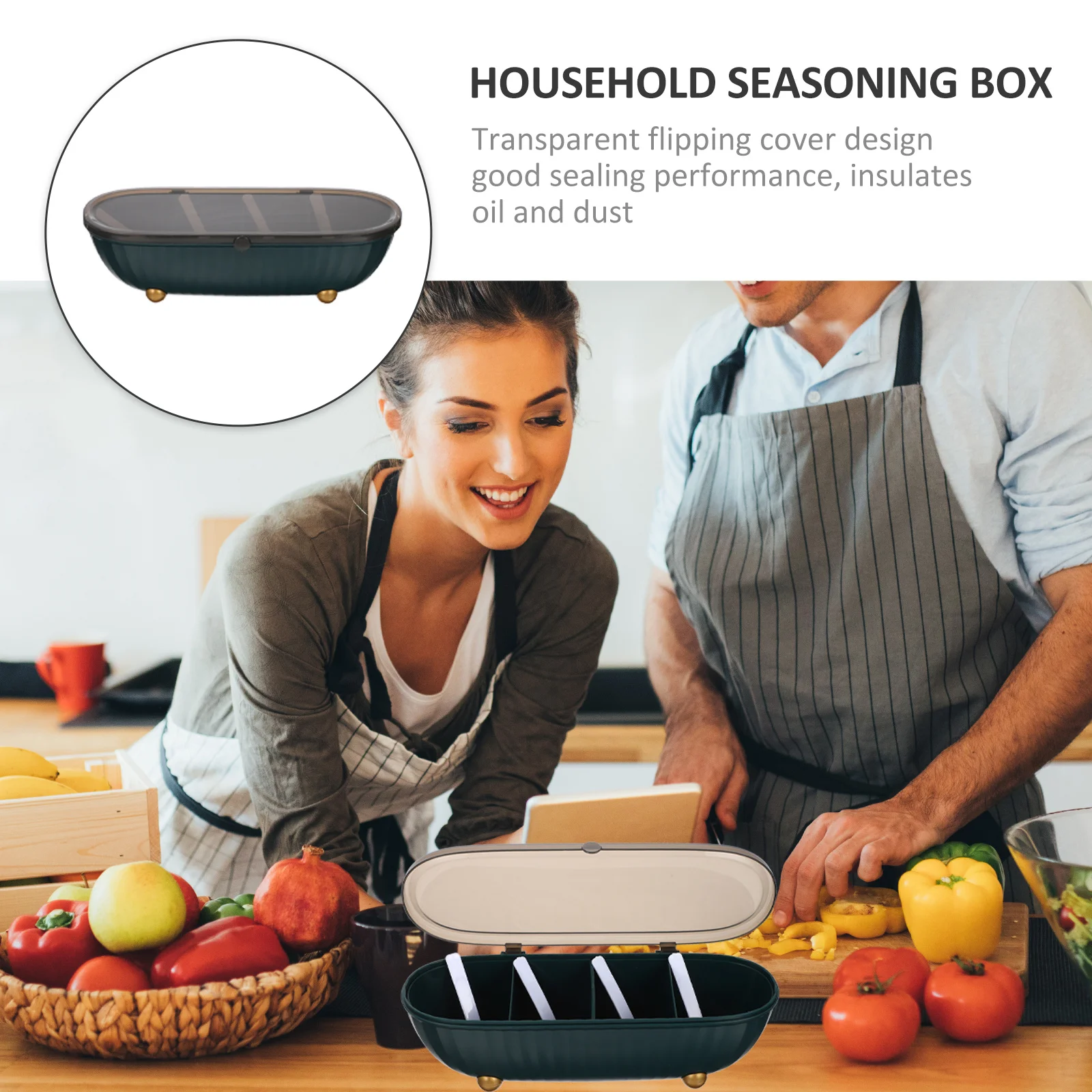 

Seasoning Box Divided Spice Container Transparent Flip Lid For Kitchen Storage Moisture Proof Dust Resistant Easy Clean