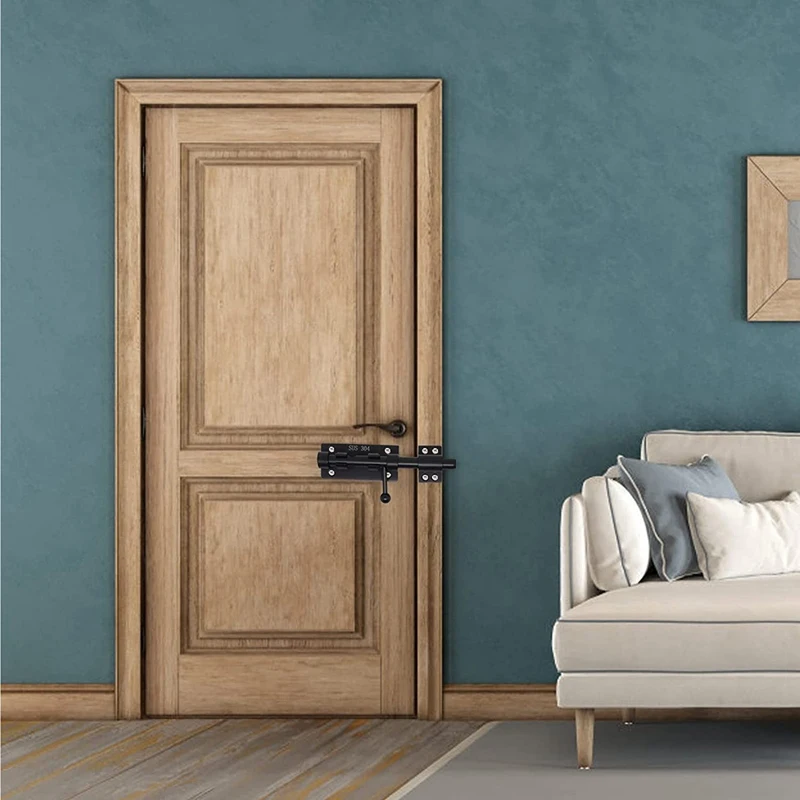 Robuster Schieberiegel-Torriegel mit Vorhängeschloss, horizontaler Riegelriegel, Bodenriegel-Hardware und abschließbarem Schwarz