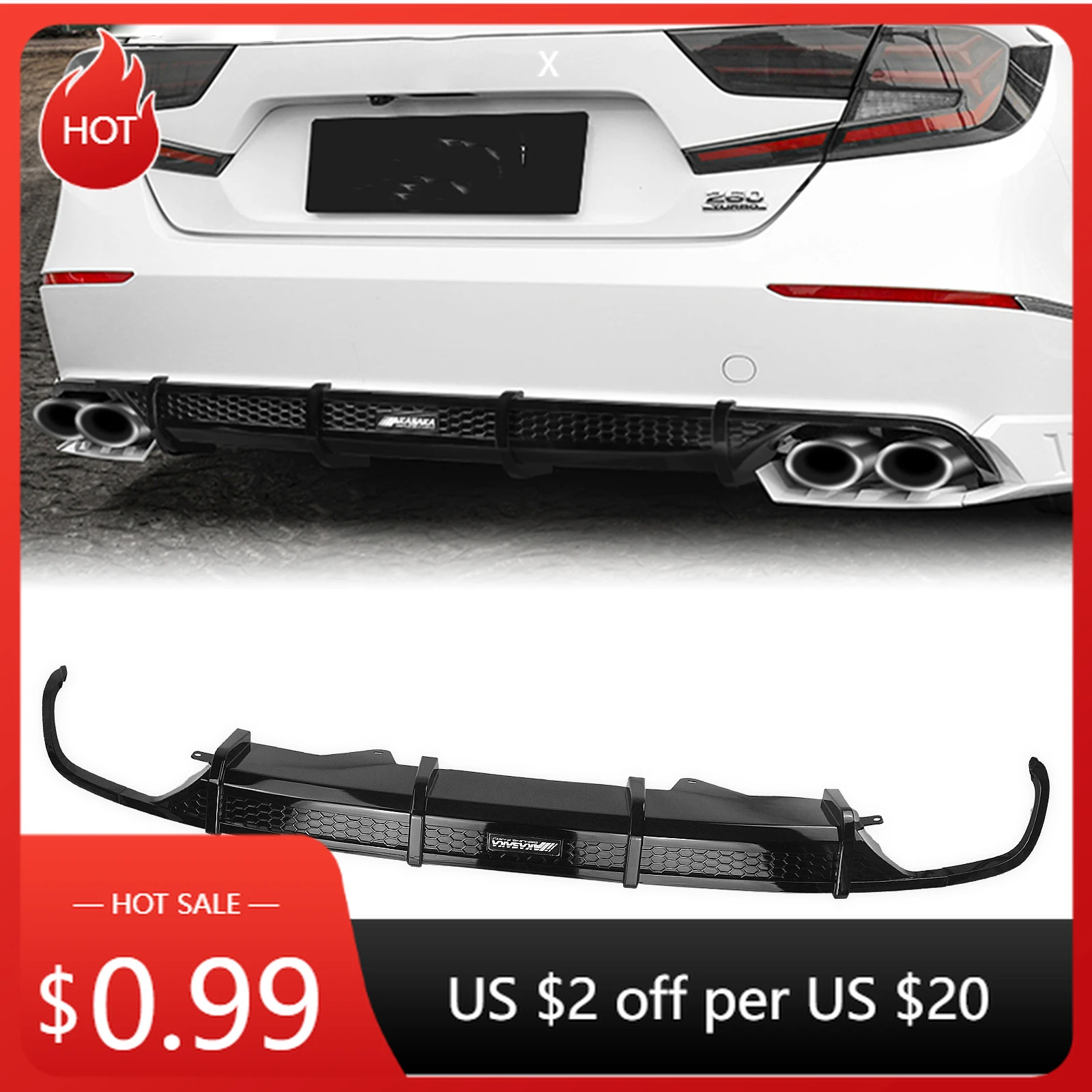 AKASAKA задний бампер автомобиля, диффузор, кронштейн для выхлопной системы, защитный спойлер для Honda Accord 10-го поколения 2018-2022, комплекты кузова