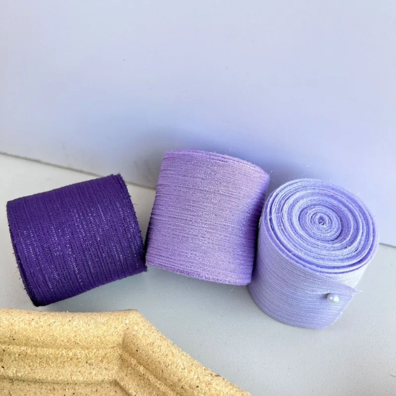 Silver wire sparkling ribbon chiffon wrinkled mesh yarn shiny silk wrinkled bow gift box bouquet packaging snow gauze ribbon