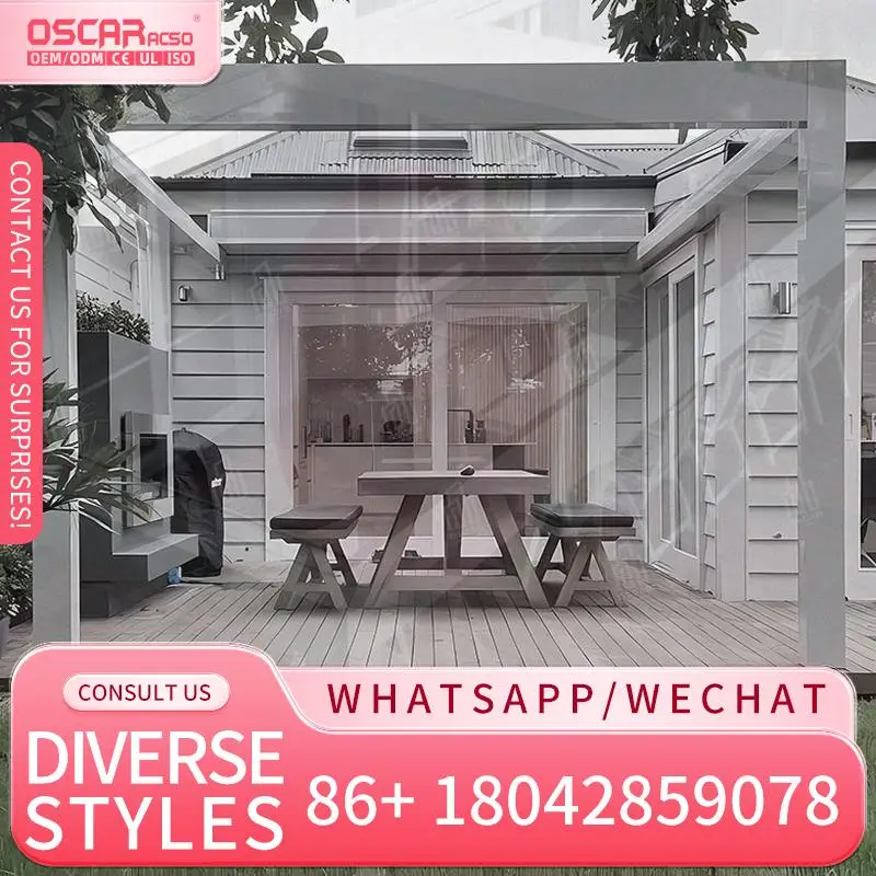 Outdoor Retractable Sunshade 3X4 Motorized Awning Electric Luxury for Balcony Garden Patio pergolas