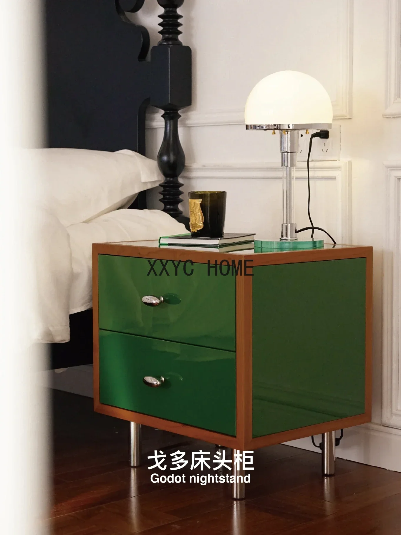 Godo Bedside Table French Entry Lux High-Grade Simple Small Solid Wood Highlight Bedroom Bedside