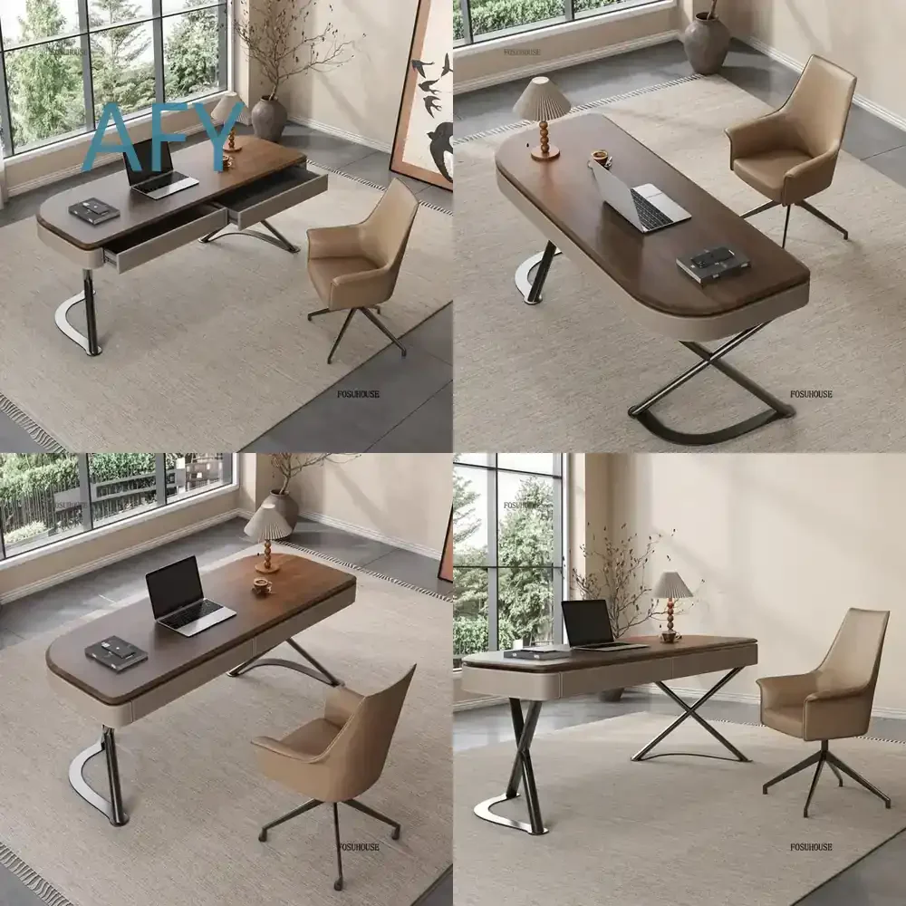 High-end Painted Large Office Desk Modern Solid Wood Manager Desk for Company Boss for Office Furniture Simple Executive