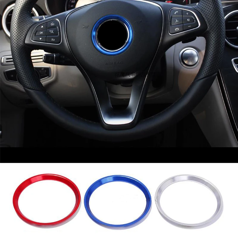 1PCS For Mercedes Benz A B C E CLA CLS GLC GLE GLS SLC 2015 - 2021 Car Steering Wheel Circle Ring Cover Trim Sticker