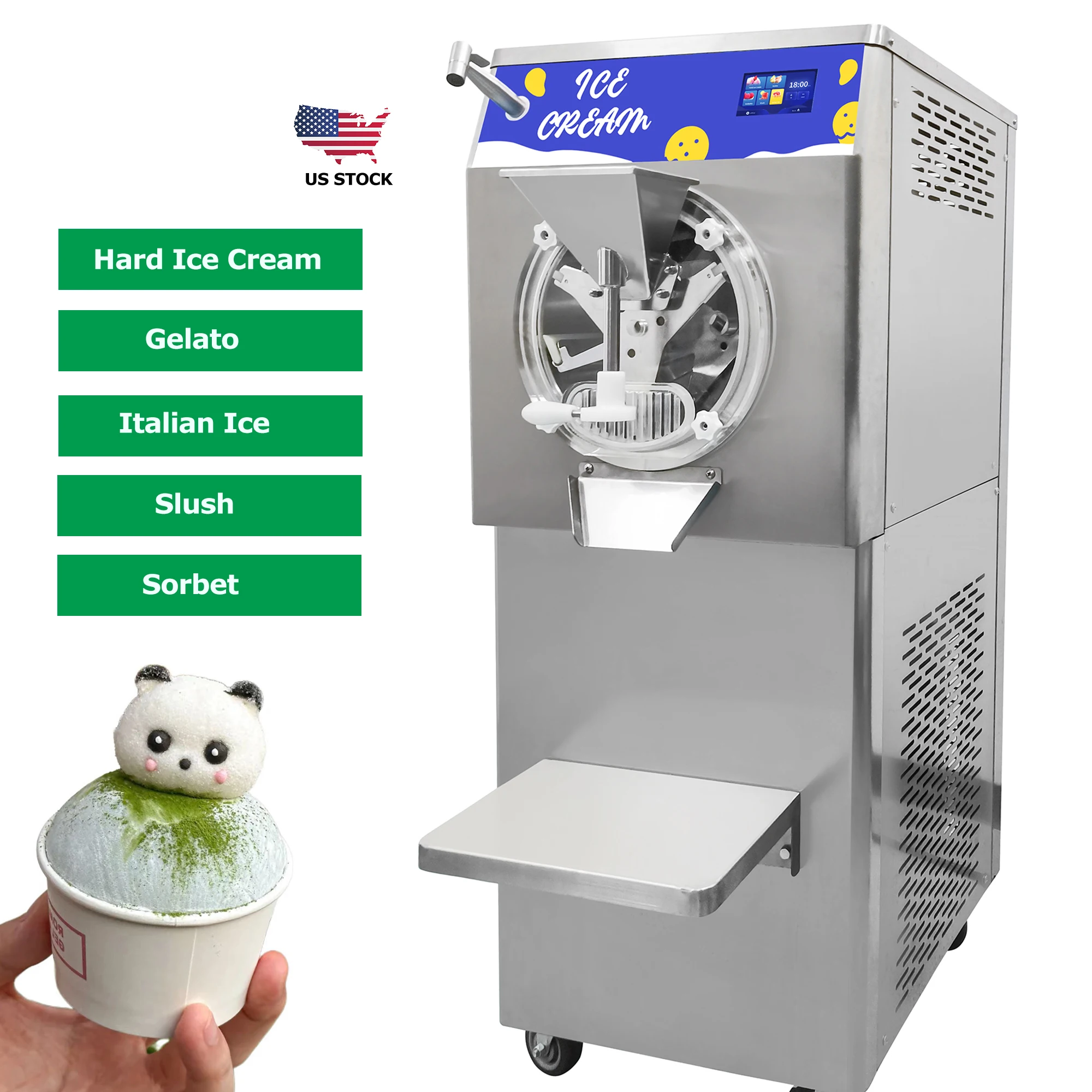 Mvckyi EE. UU. En stock 60L/H Máquina de helado duro artesanal comercial Fabricación de crema helada Máquina Acai Congelador por lotes