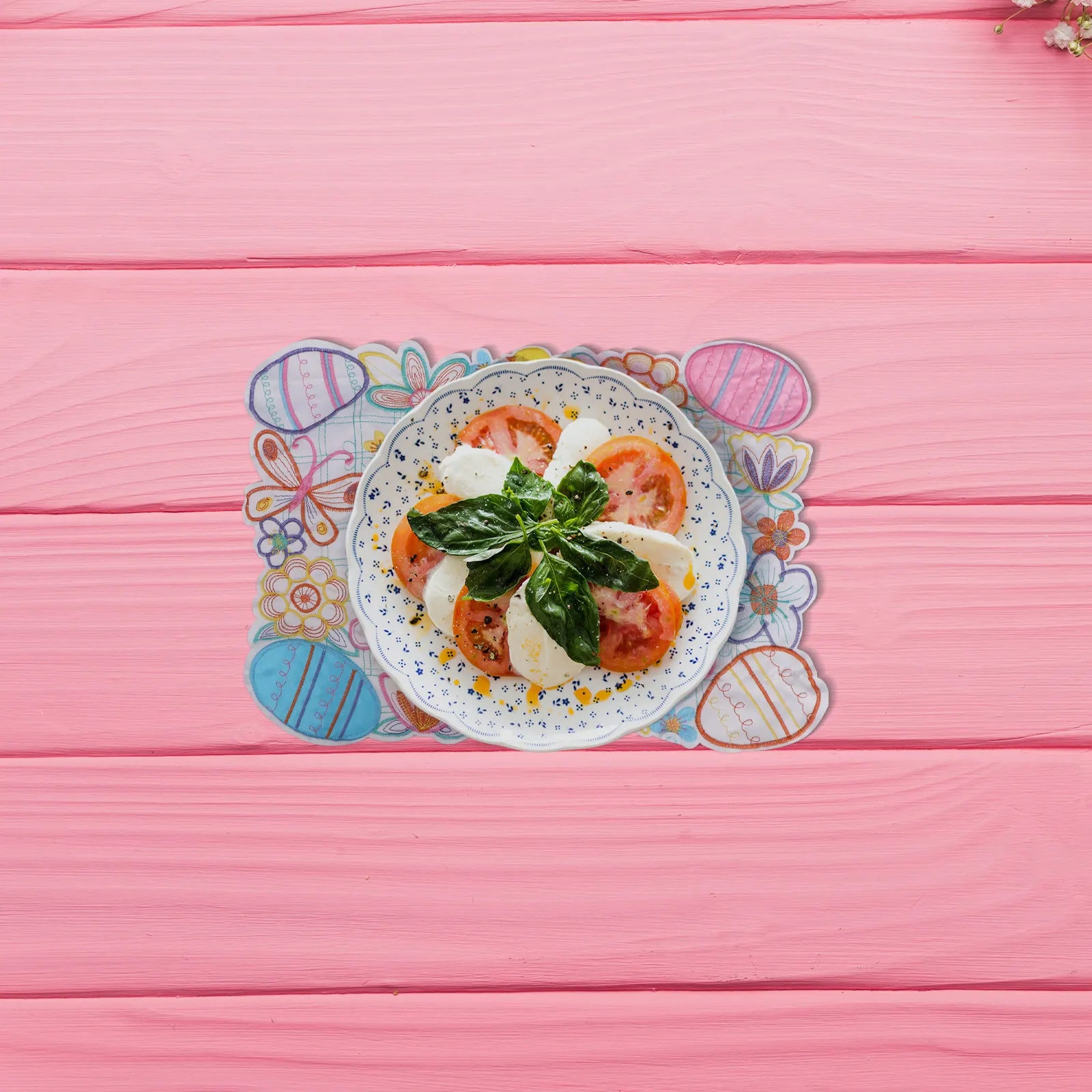 

1Pcs Easter Table Mat Rabbit Egg Cartoon Placemat Skin-Friendly Safe Material for Party Kitchen Decor Gift