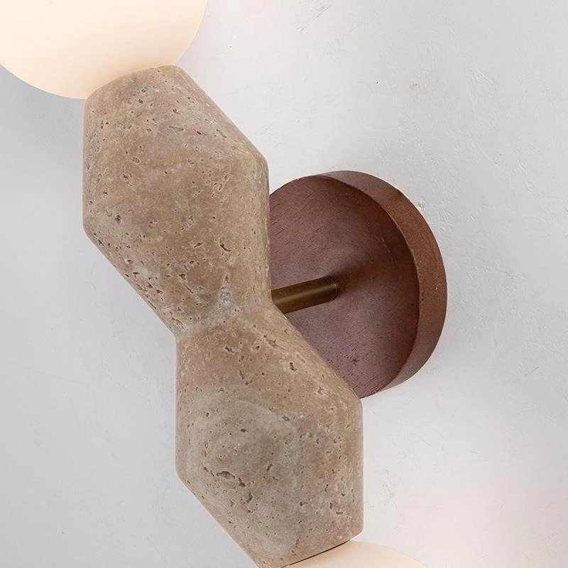 European Retro LED Yellow Hole Stone Lamp Living Room Corridor Porch Bedroom Bedside Decorative Lighting Lamps view 4