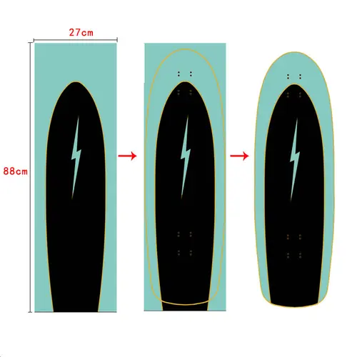 Imagen 2 del producto Tabla de surf Land, papel de lija, monopatín de doble urdimbre, papel de lija esmerilado profesional, tabla de baile, marca Tide