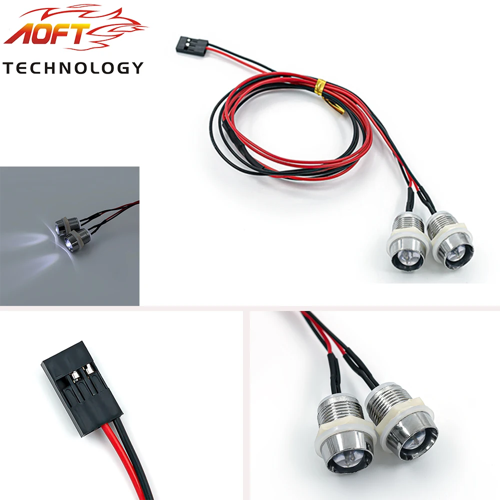 

2 LED White Lights Kit 10mm Diameter for 1/10 1/8 HSP Redcat 4WD Tamiya Axial SCX10 D90 HPI RC Model Drift Crawler Car Car Light