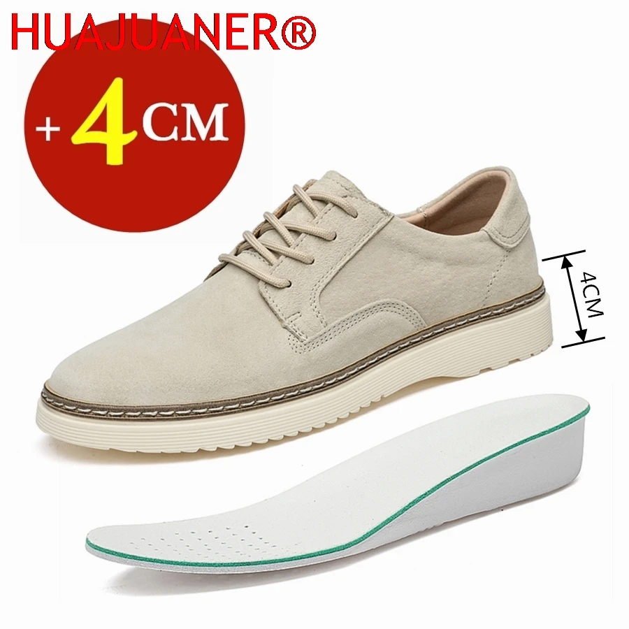 

Classic Genuine Leather Casual Shoes Sneakers Man Elevator Shoes Height Increase Shoes for Men Insoles 4CM Sports Leisure Taller