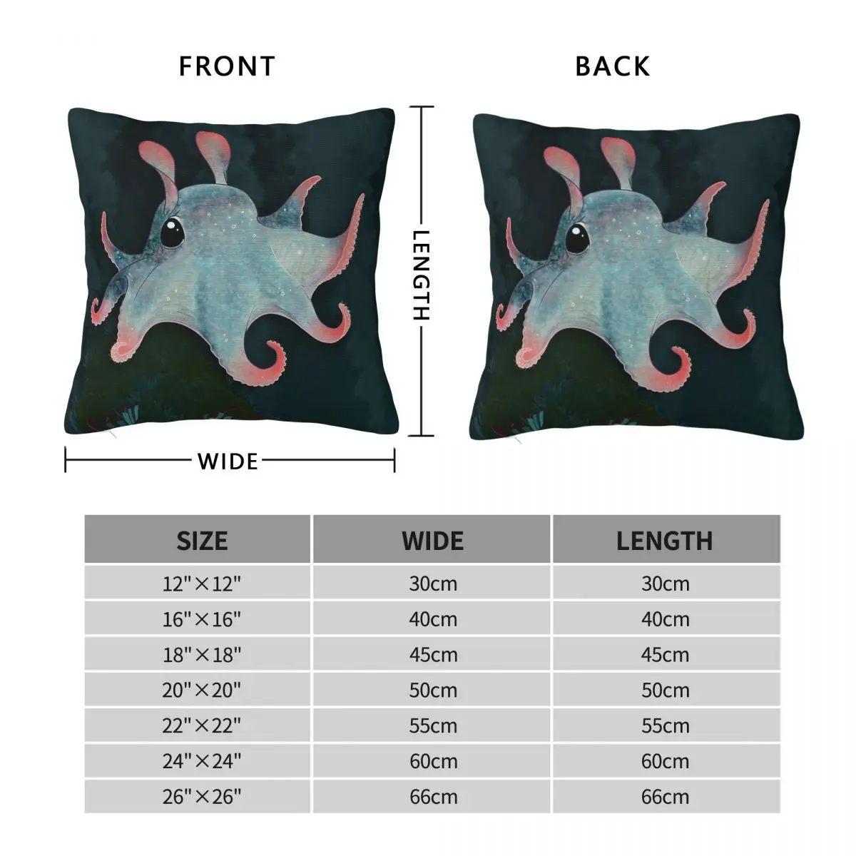 Dumbo Octopus Square Pillowcase Polyester Linen Velvet Pattern Zip Decorative Bed Cushion Cover 18