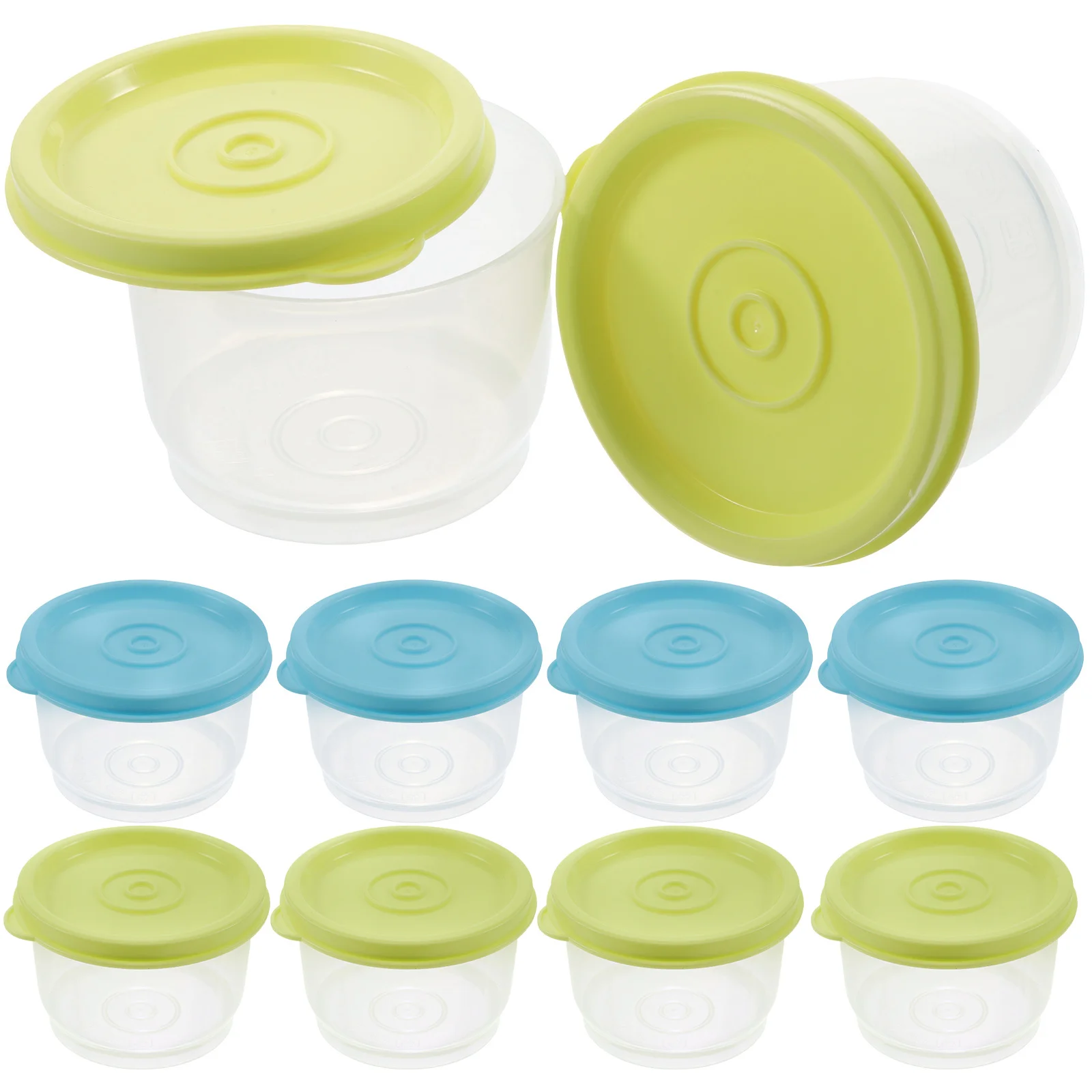 12 個ミニ食品保存ボックスラウンドプラスチック容器蓋付きスナックソース冷蔵庫冷凍庫小型コンパクト再利用可能