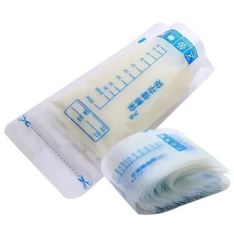 Bolsa de almacenamiento de leche materna para bebé, contenedores de almacenamiento de alimentos de pie, sin fugas, bolsas de congelador de leche, sin BPA, alimentación segura, 250ML, 10/20/30 piezas