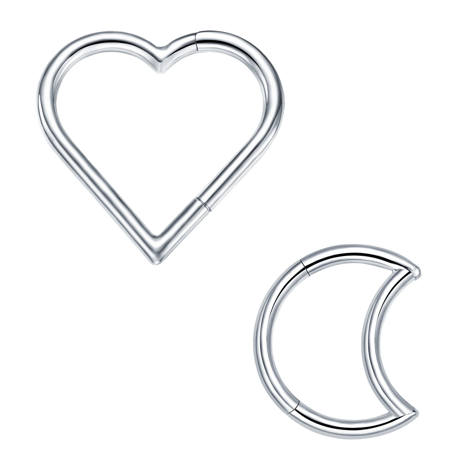 

Heart Daith Piercing Jewelry Hypoallergenic Stainless Steel Clicker Hoop Rook Cartilage Helix Earrings Nose Ring 16G