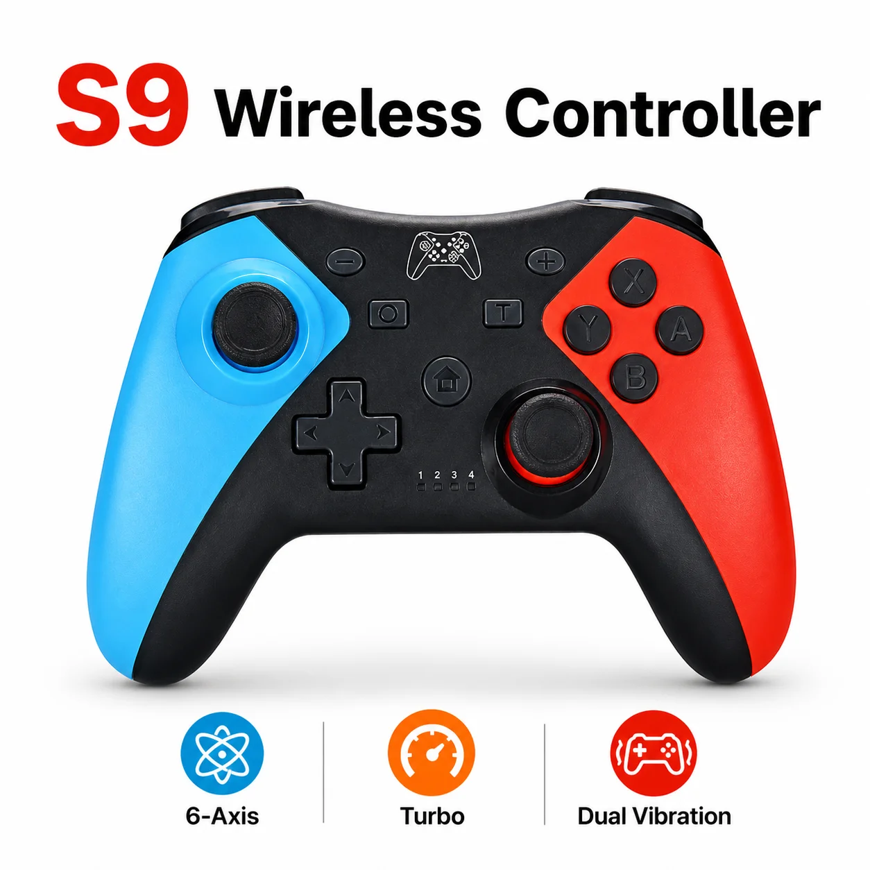 VILCORN S9 Wireless Gamepad Bluetooth Controller for Switch 1/Switch Oled/Lite for Control Android/IOS Phone Dual Vibration