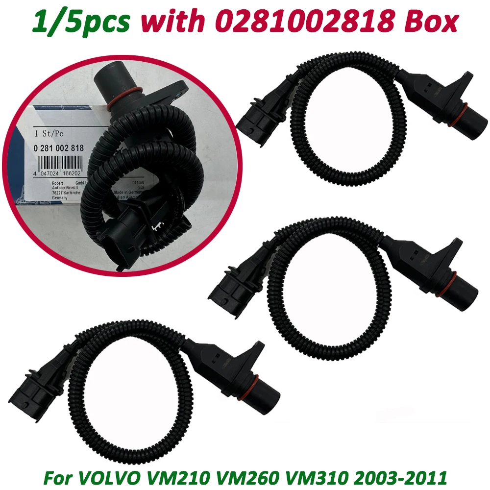 New 1/5Pcs 0281002818 281002818 Crankshaft Pulse Sensor For VOLVO VM210 VM260 VM310 2003-2011 961200670044,High Quality