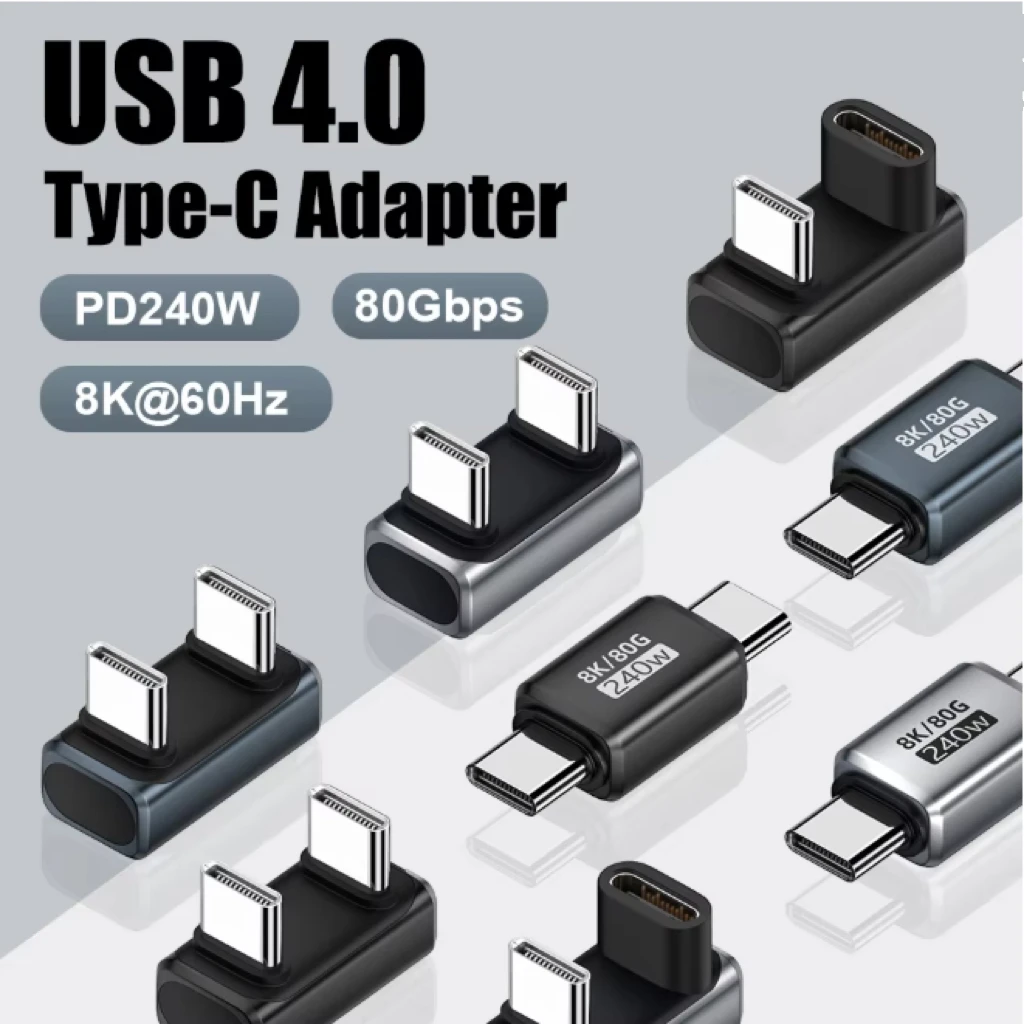 240W 80Gbps 8K@60Hz USB C Adapter USB-C Male to Female Adapter USB4 Connecter for Thunderbolt 5/4/3 Laptop iPhone 16 Pro Max Mac