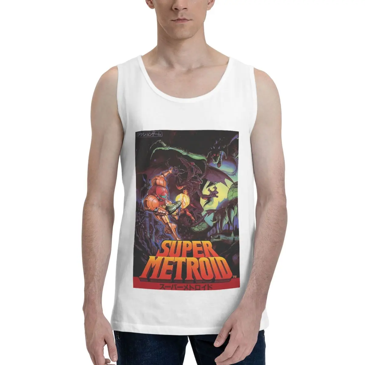 Super Metroid Large Game 100% Cotton Men's Sweatshirt Vest Sleeveless Clothing Tees Men Tank Tops T-shirt