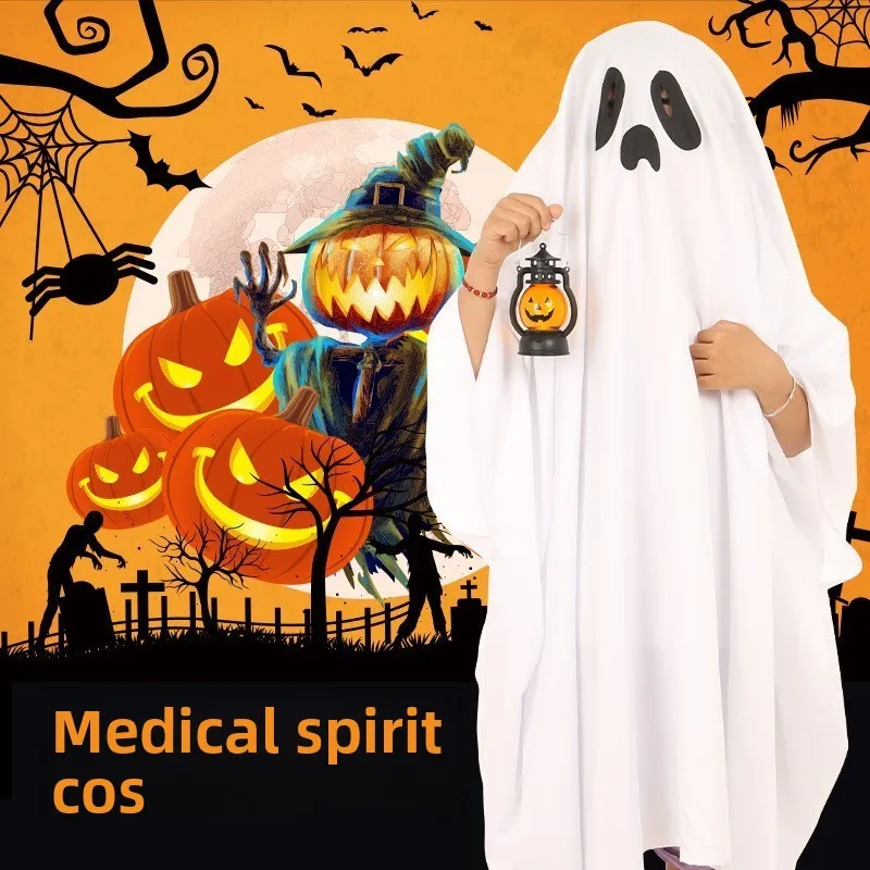 

Очаровательный костюм призрака для родителей и детей, для выступлений на Хэллоуин, ролевых игр, одежда из полиэстера, детский...