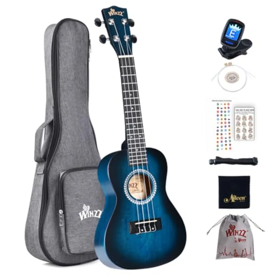 

Concert Ukulele Beginner Kit for Adults and Vintage Blue 23 Inches Unique Color Design High-Quality Wood Ideal for Beginners Pe