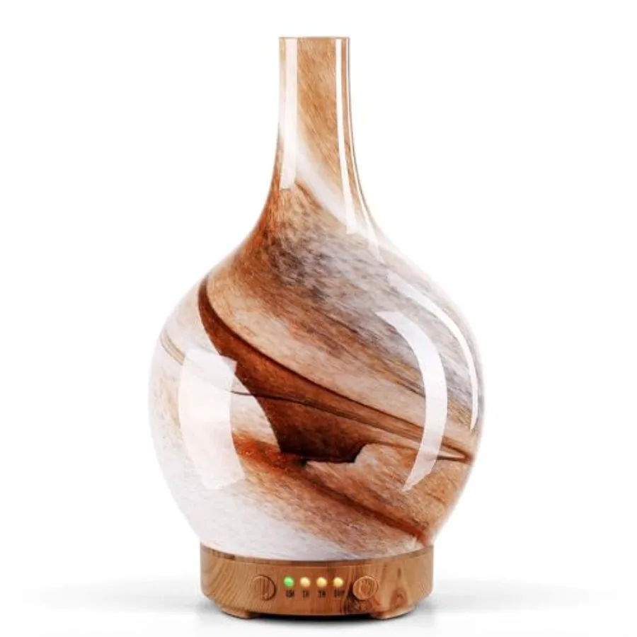 

150ml Glass Essential Oil Diffuser Aromatherapy Ultrasonic Cool Mist Humidifier 6 Running Hours Waterless Auto-Off Air Diffuser