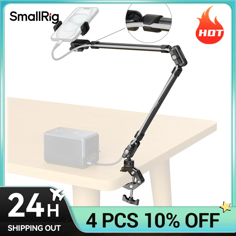 Image of SmallRig Desktop Magic Arm mit verstellbarem krabbenförmigem Klemmset, integriertes Design für Smartphone-Action-Kameras, Belastung 1 kg, 5625