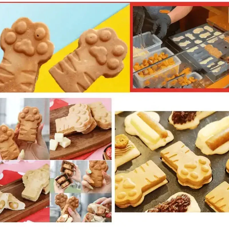Baking Equipment Cat Cartoon Snack Waffle Makers Mini Cat Paw Shape Waffle Making Machine for Sale