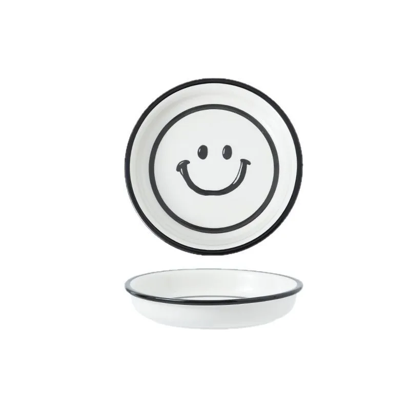 1Set Smile Ceramic Tableware Set Bowl Spoon Dish Set Porcelain Breakfast Dessert Plates Dishes Noodle Bowl Coffee Cup Home Decor view 5