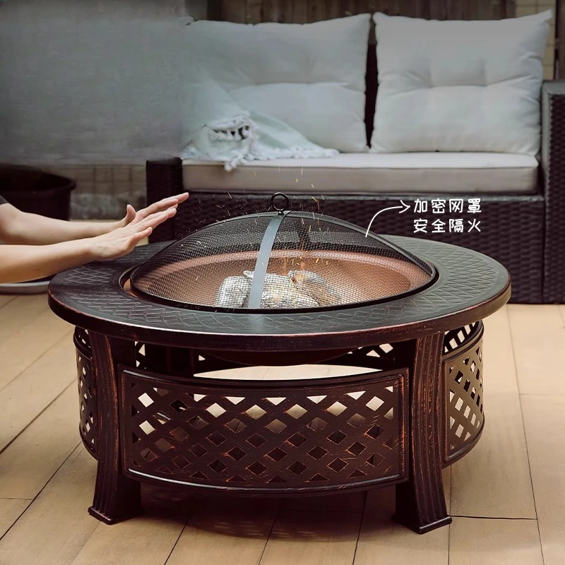 Outdoor Villa BBQ Grill BBQ Table Indoor Fireplace Heating Charcoal Fire Plate Household Outdoor BBQ Grill