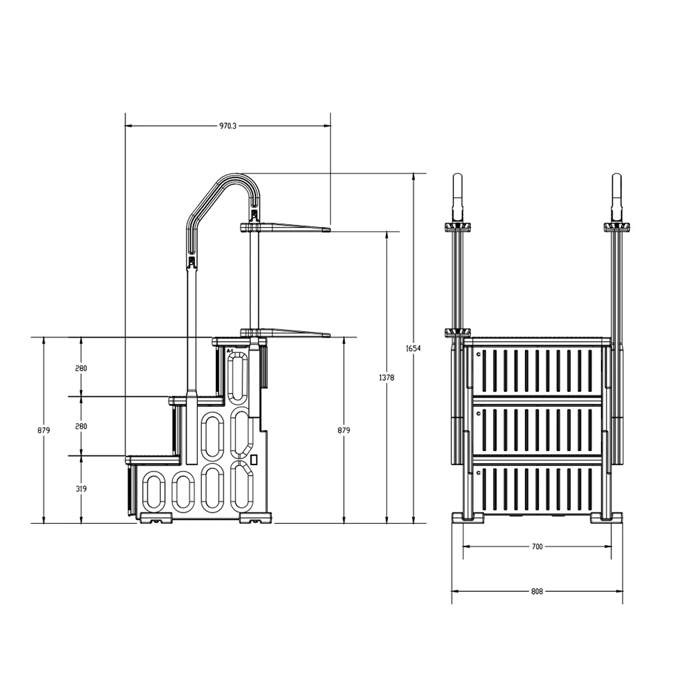 Échelle de piscine détachable, Double mains courantes, escaliers avec marches antidérapantes et robustes pour diverses tailles creusées et hors sol