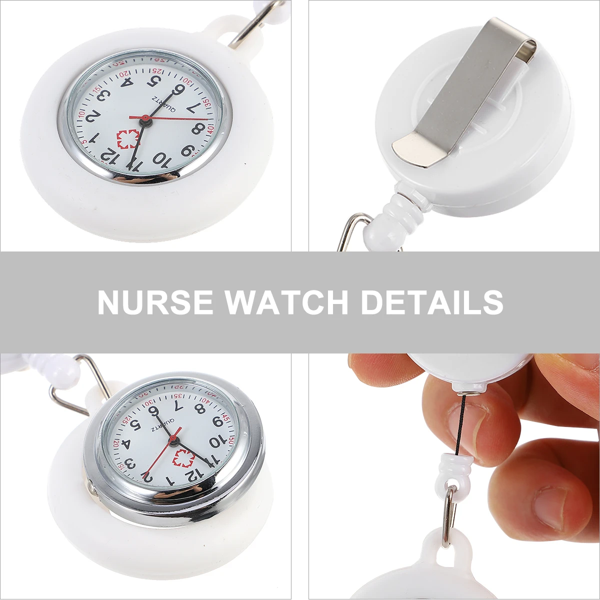 

Nurse Watch Quartz Silver Clinical Medical Tool for Women Students Lightweight Durable Silicone Cover Pocket Fob Watches Gifts