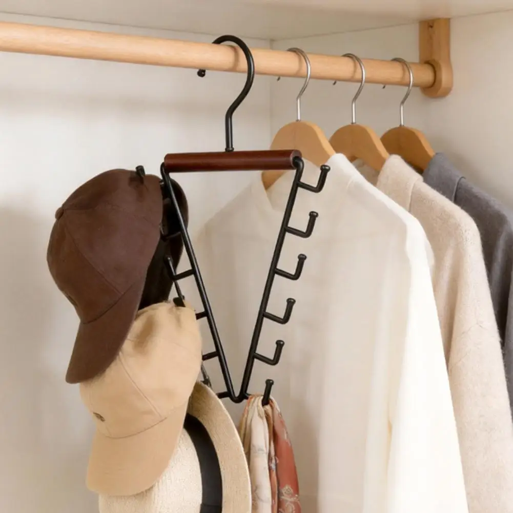 Multifunctional Bag Hanger V-shaped Wardrobe Storage Rack with 360-degree Rotating Hooks Space-saving Modular Metal for Bedroom