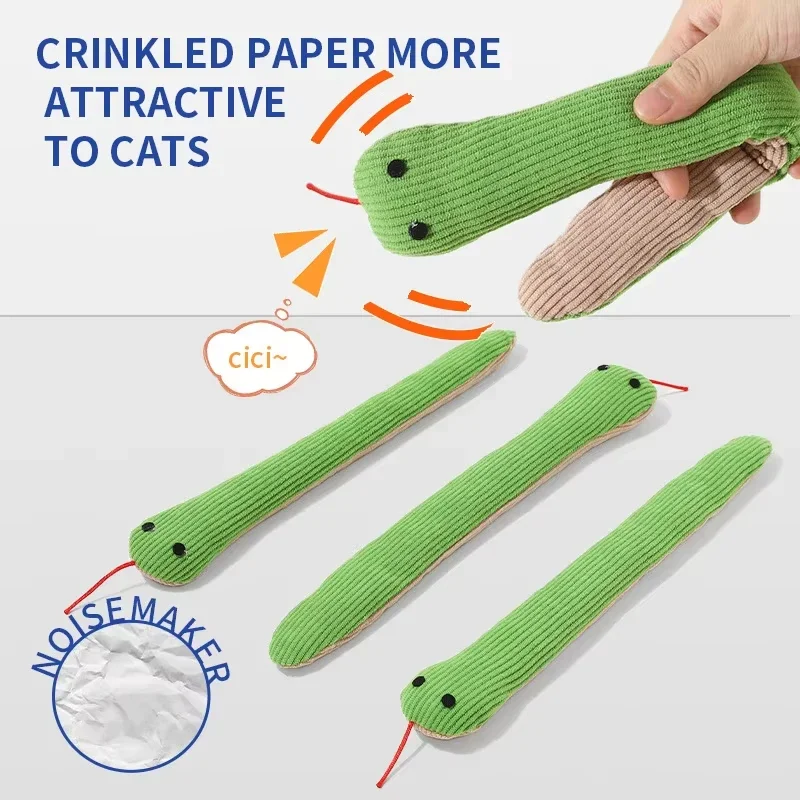 Plush Snake Built‑in Crinkle Paper Squeaky Interactive Chew Tear‑resistant Bite Relieve Boredom Teeth For Dogs Daily Playtime - view 5