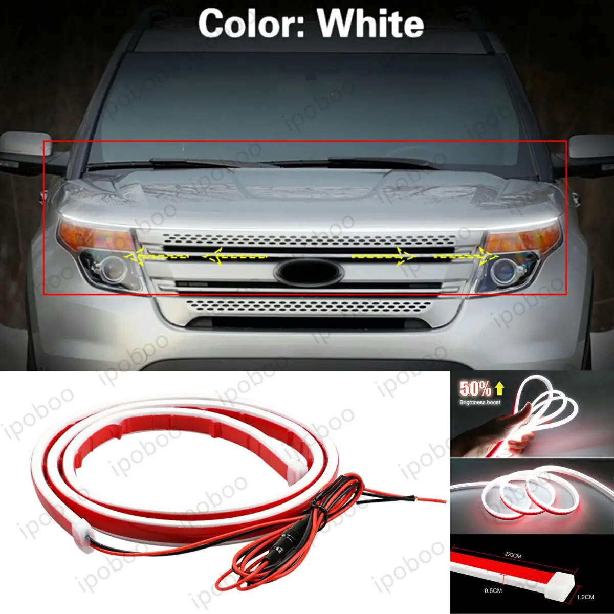 

86" LED Hood Light Strip For Ford Explorer 2011-2019 Flexible Dynamic Scan Start Up Hoodbeam Kit Engine Cover Decoration Light