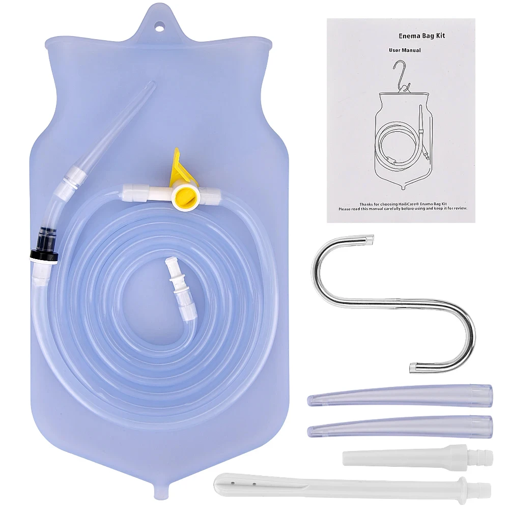 Sinohero 2L Enema Bag Kit Medical Reusable Silicone Water Colon Bags Home Use Cleansing Enteroclysm Detoxified Bowel Bags