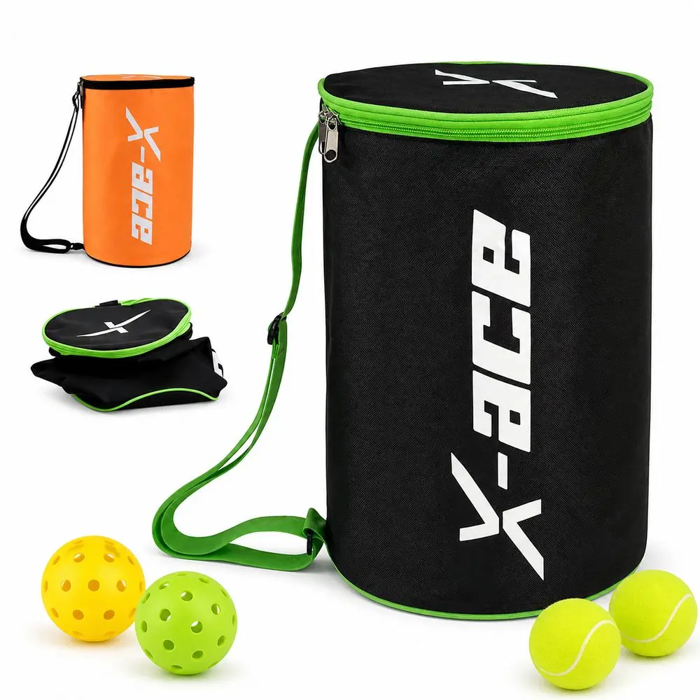 Oxford Cloth Pickleball Ball Bag with Shoulder Strap Carry Handle Tennis Ball Storage Bag Wide Opening Portable Ball Bucket Bag