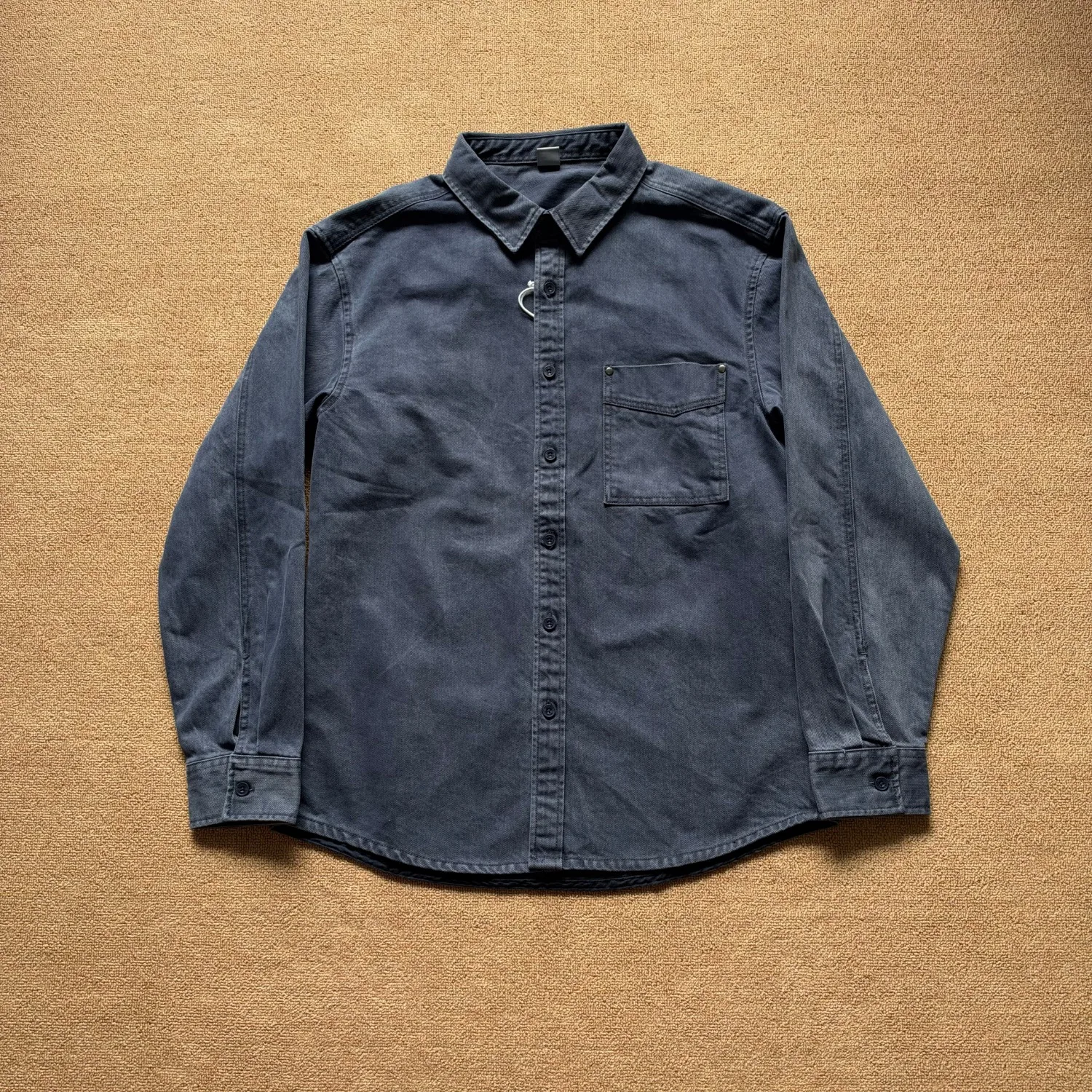 100% cotton American retro workwear denim shirt men's jacket loose and versatile casual long-sleeved shirt