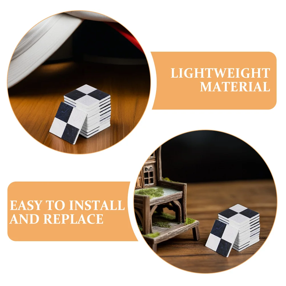 45Pcs Wood Checkerboard Floor Sheets Miniature Flooring Set Tiny Floorboards for Mini House Building DIY Craft Accessories