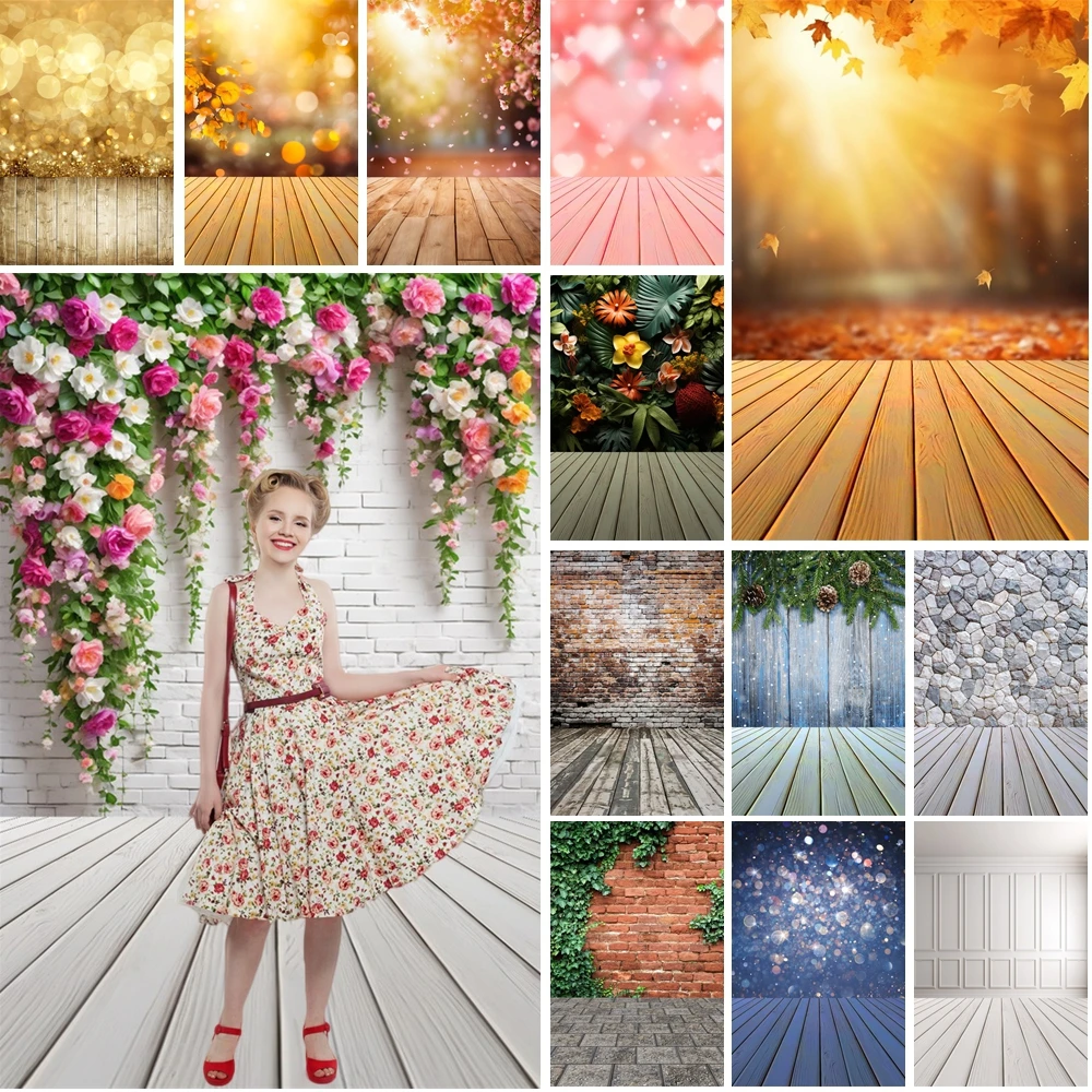 

MOON.QG Vibrant Scene Photography Background Landscape Wood Stone Brick Backdrop Poster Children Studio Props Photocall Birthday