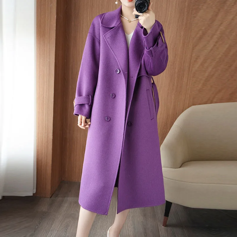 

2025 Women's 100% Cashmere Thick Double sided Long Jacket Classic Multi functional Fashion Suitable for Business