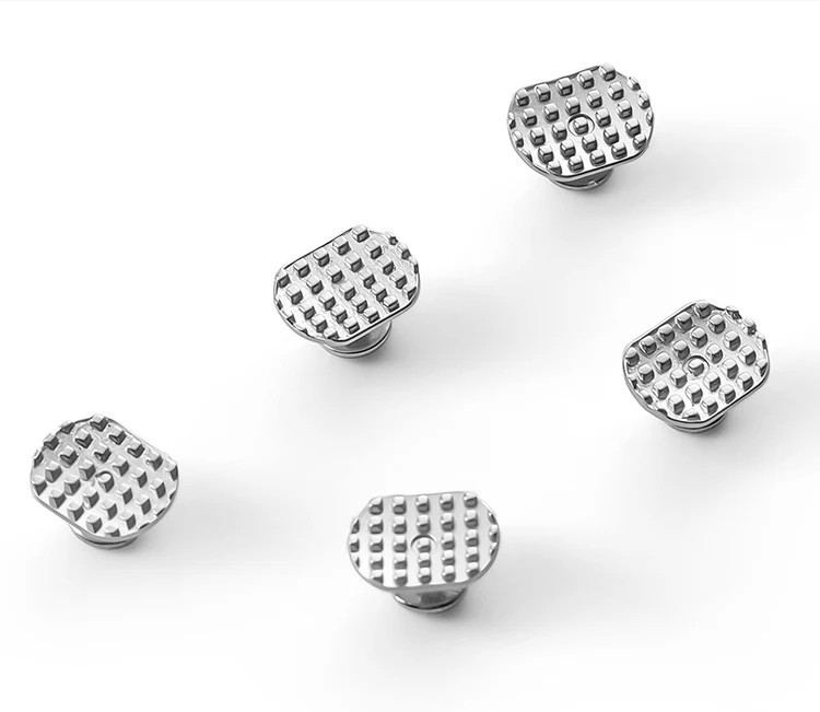 10 Stück/Packung AZDENT Zahnärztliche Kieferorthopädische Lingualknöpfe, Bondierbare Metall-Zungenseiten-Spangen mit Rechteckiger/Runder Basis – Detail 6