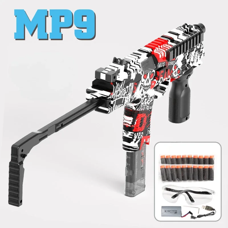 MP9 Speelgoedpistool Elektrisch schuim Dart Blaster Gun Soft Bullet Machinepistolen Automatische Armas voor volwassenen Jongens Kinderen Buitenspellen