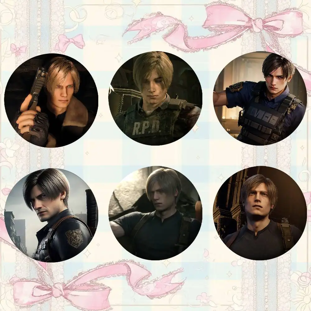 Leon Kennedy Brooches Stylish Ornament Pins Exquisite Round Badge Bag Accessories Jewelry Gifts
