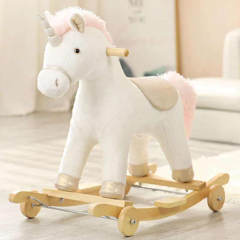 Trojans rocking horse plush toys for children Baby dual-use rocking horse riding toys birthday gift.