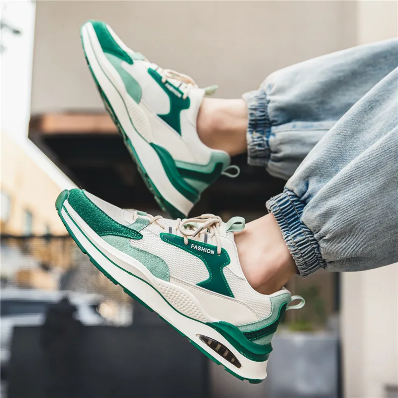 

Весенне-осенние креативные новые удобные повседневные износостойкие противоскользящие спортивные универсальные мужские туфли с цветными блоками