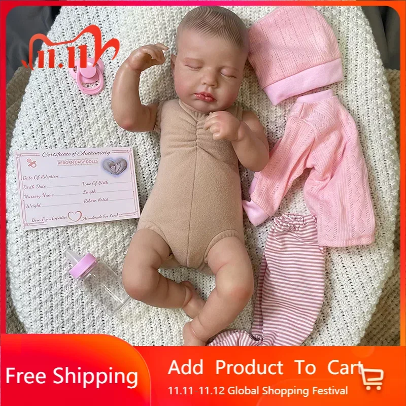 49cm LouLou Reborn Dolls Sleeping Girl Realistic Baby Alive Lifelike Newborn Dolls with 3D SKIN Venis Real Picture Kids Gift