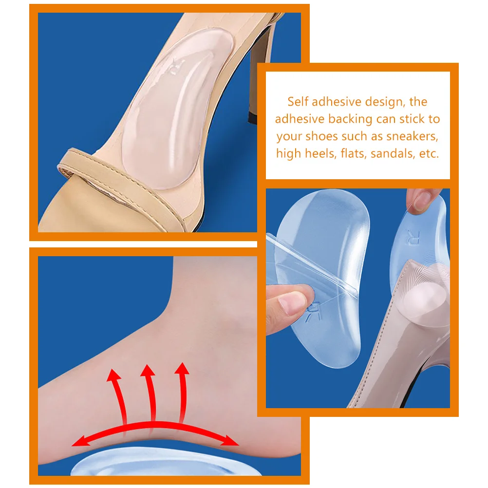 신발용 플랫 피트 아치 지지대 안창, 접착 패드 쿠션 발 젤, 3 쌍