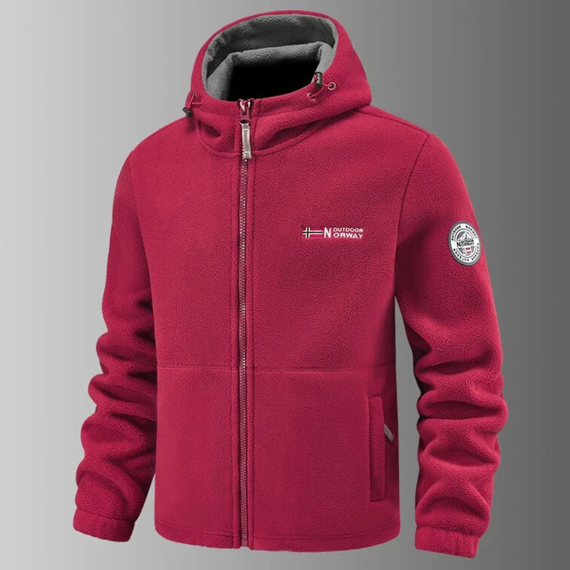 Thicken Hooded Polar Fleece Jackets New Soft Lamb Wool Warm Winter Parkas Men Outdoors Autumn Hiking Camping Coats Men Clothing