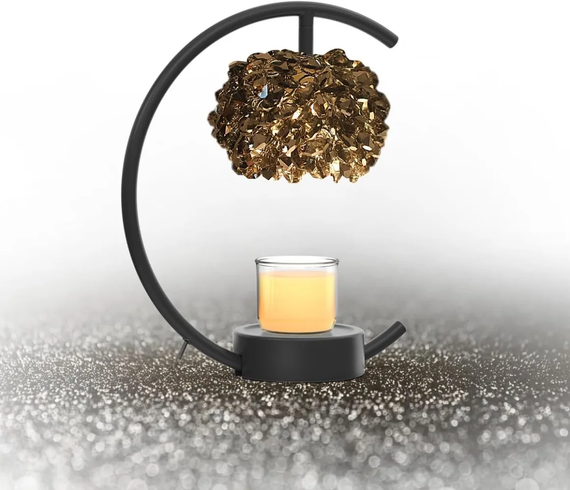 

Candle Warmer Lamp for Jar Candles with Adjustable Brightness＆Timer，Handcrafted Crystal Candle Lamp Luxurious Design+2Bulbs